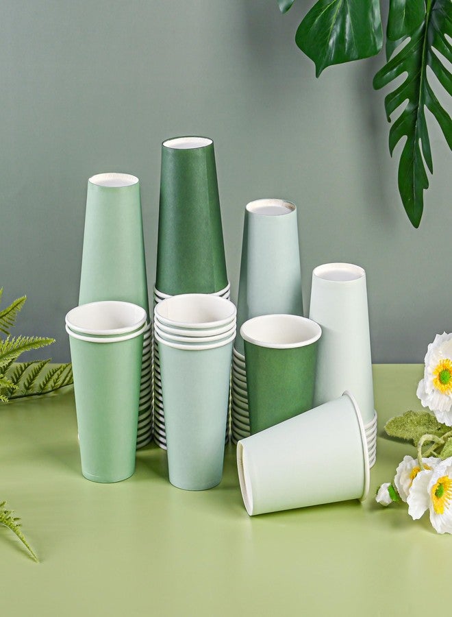 AimFun 100Pcs Sage Green Paper Cups 12oz Gradient Green Party Cups Birthday Bridal Baby Shower Disposable Drinking Cups for Hot Cold Drinks Beverage Coffee Wedding Christmas Party Supplies - Image 3